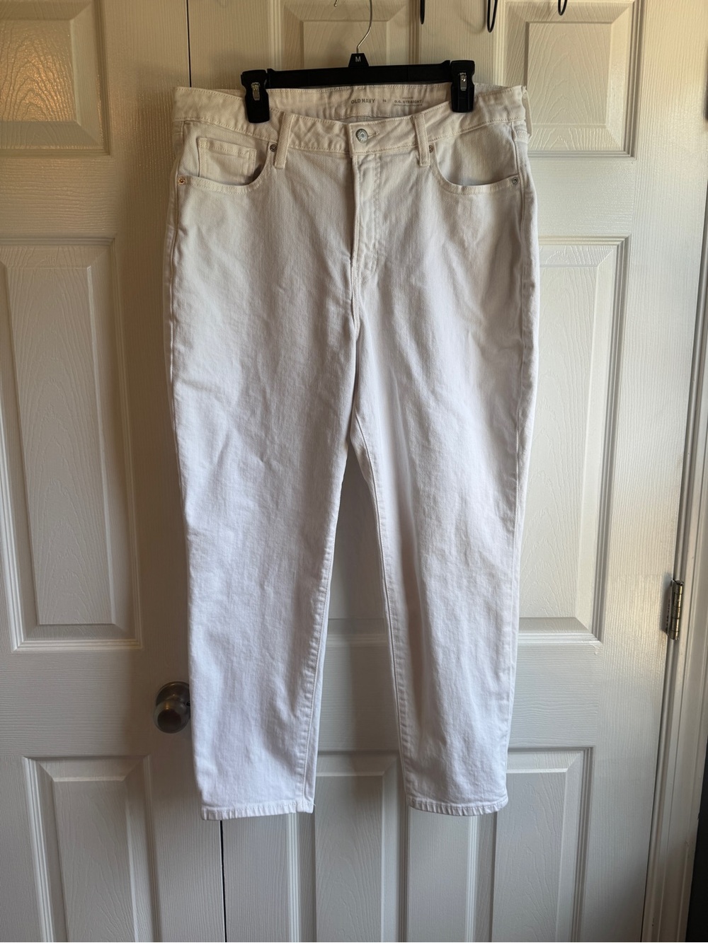 Old Navy White High-Rise Straight Jeans - Straight Leg